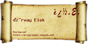 Árvay Elek névjegykártya