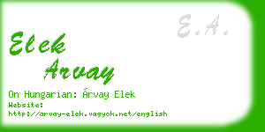 elek arvay business card